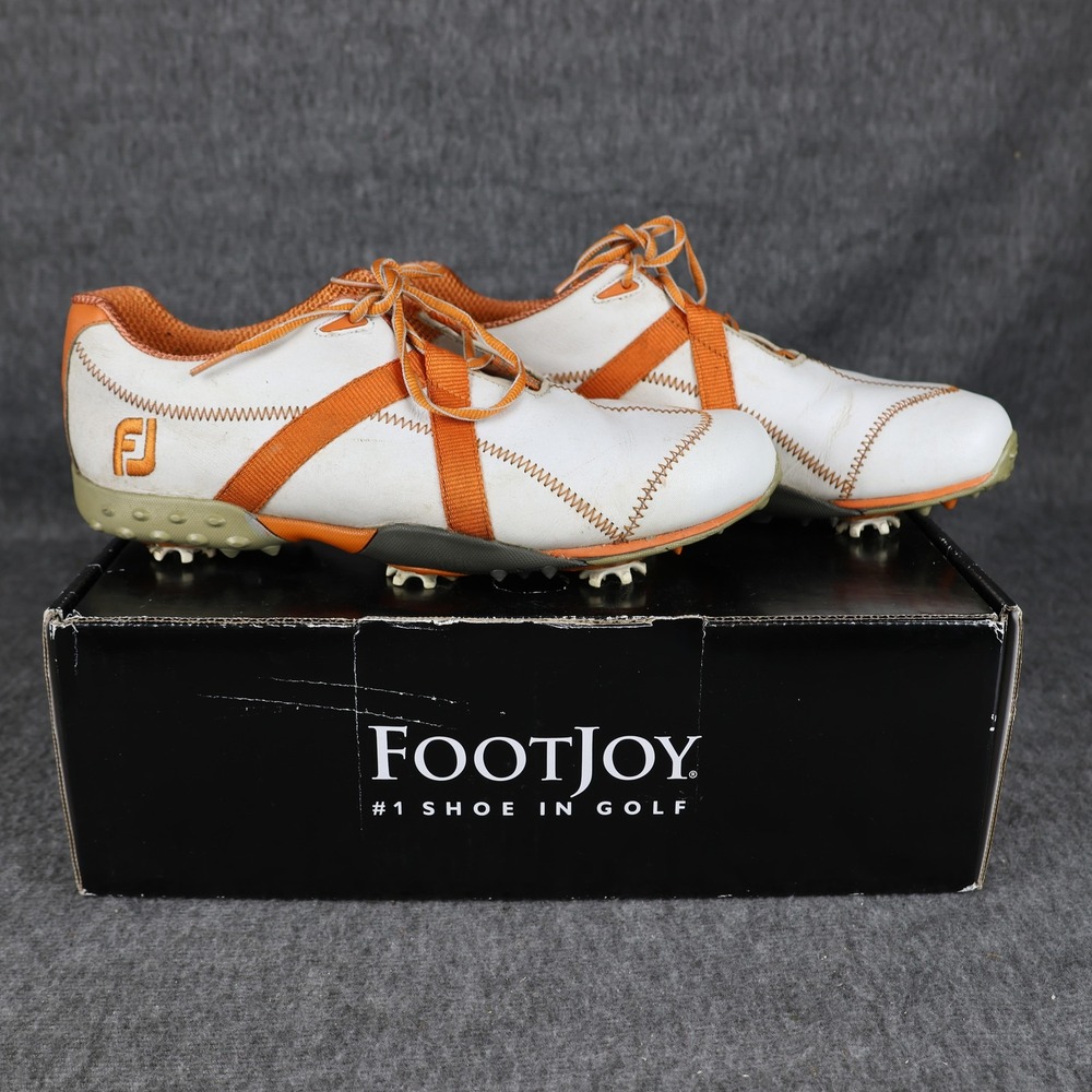 FootJoy M:Project Shoes Mens Size 9.5 White Orange Athletic Golf Spikes 55116